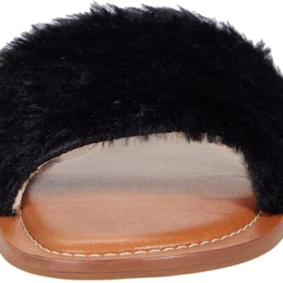 NEW Jack Rogers Women's Faux Fur Sabrina Slide BLACK COZY SANDAL SHOES SLIP ON - Picture 6 of 6